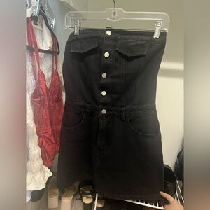 Black Button-Up Denim Dress